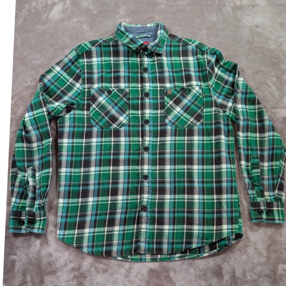 Coleman Flannel Shirt Mens Medium Green Plaid Long Sleeve Button Down SSCF8B2000